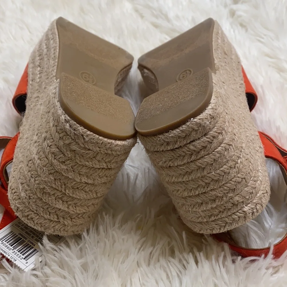 Universal Thread Orange Faux Suede Platform Espadrille Sandals Size 6.5